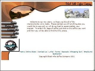 Web site www.blackhillscoffee.com, Black Hills Coffee Company