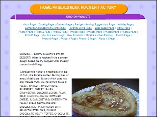 Web site www.eurekakuchenfactory.freeservers.com, Eureka Kuchen Factory